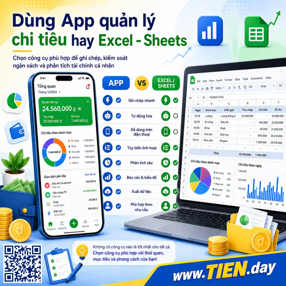 Dùng app quản lý chi tiêu hay Excel