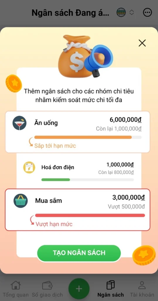 Kế hoạch chi tiêu cá nhân - app Money Lover