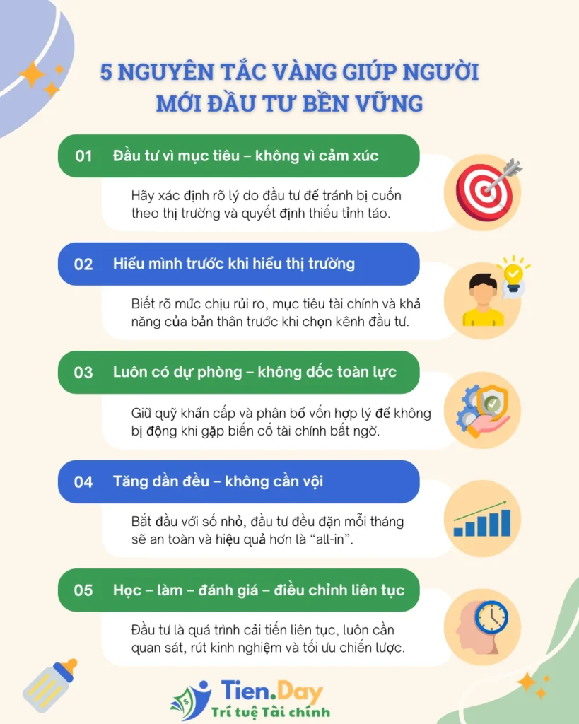5 nguyên tắc vàng giúp người mới đầu tư bền vững