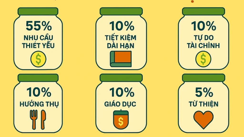 Áp-dụng-quy-tắc-6-chiếc-lọ-quản-lý-tiền-lương-tháng