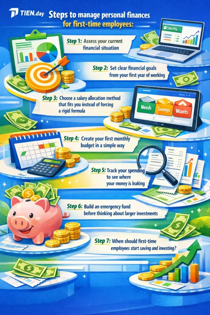 Các bước quản lý tài chính cho người mới đi làm-Steps to manage personal finances for first-time employees