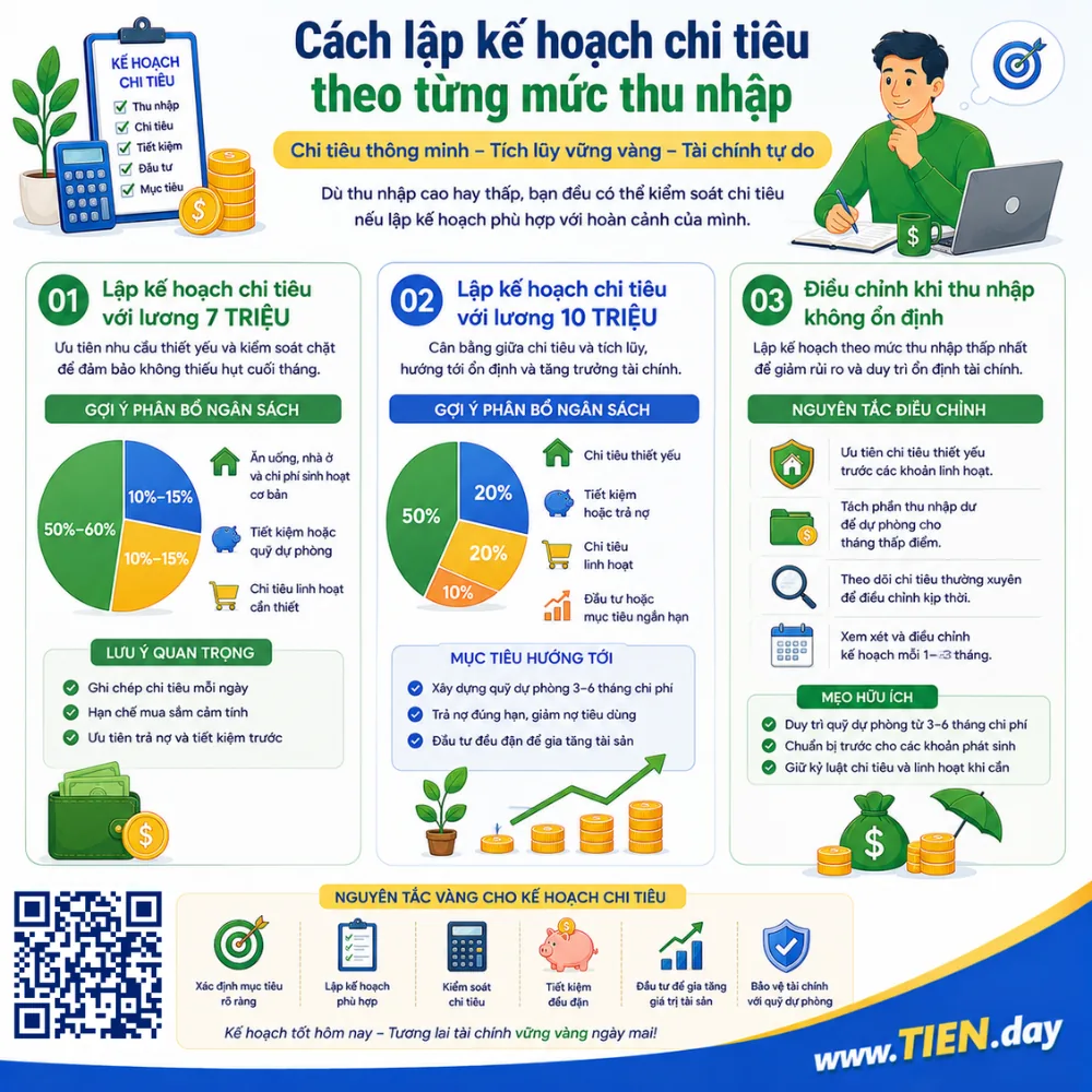 Cách lập kế hoạch chi tiêu theo từng mức thu nhập tien.day infographic