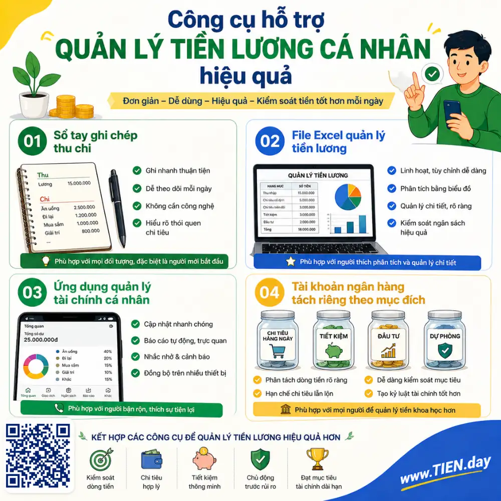 Công cụ hỗ trợ quản lý tiền lương cá nhân hiệu quả tien.day infographic