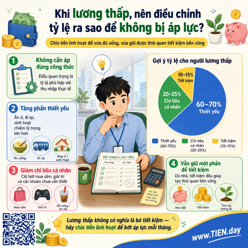 Khi lương thấp, nên điều chỉnh tỷ lệ ra sao để không bị áp lực