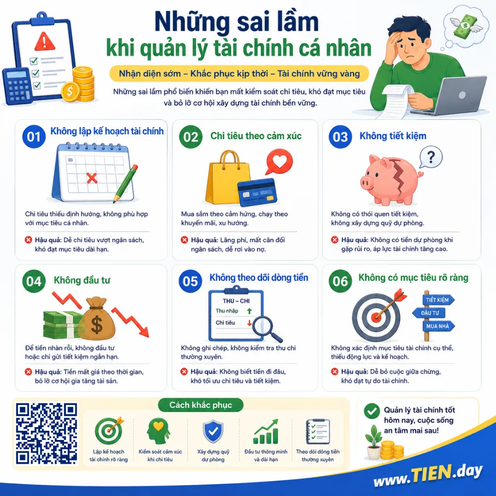 Những sai lầm khi quản lý tài chính cá nhân tien.day infographic