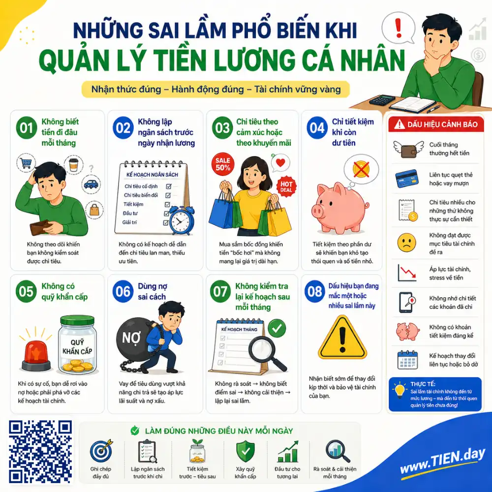 Những sai lầm phổ biến khi quản lý tiền lương cá nhân tien.day infographic