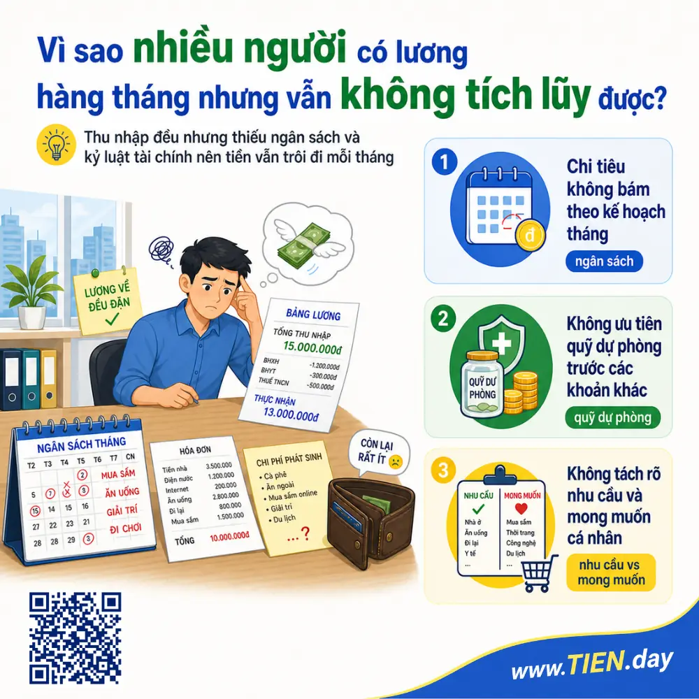Vì sao nhiều người có lương hàng tháng nhưng vẫn không tích lũy được