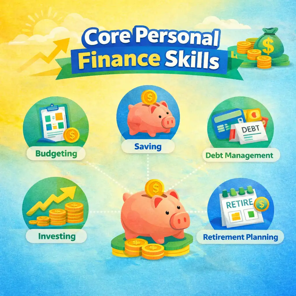 infographic các kỹ năng tài chính cá nhân cốt lõi