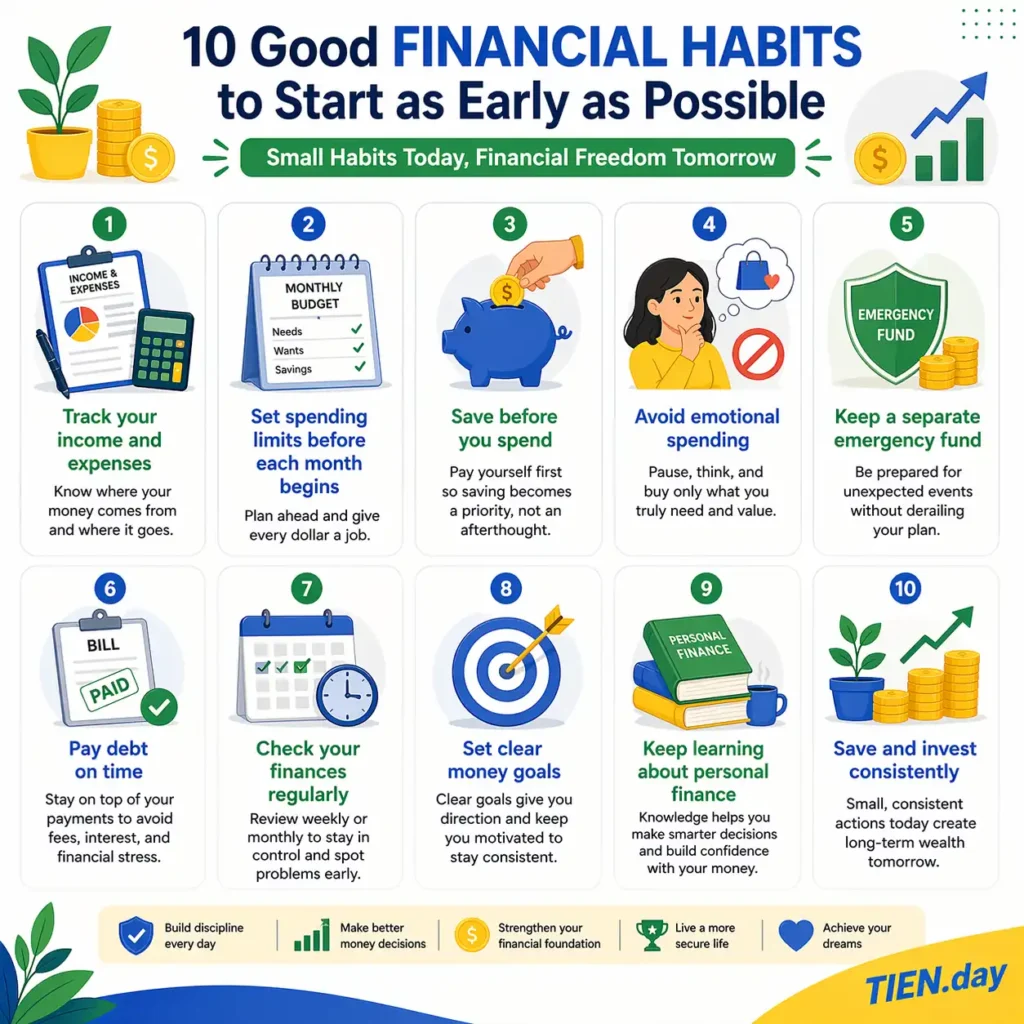 10 Good Financial Habits to Start as Early as Possible tien.day infographic