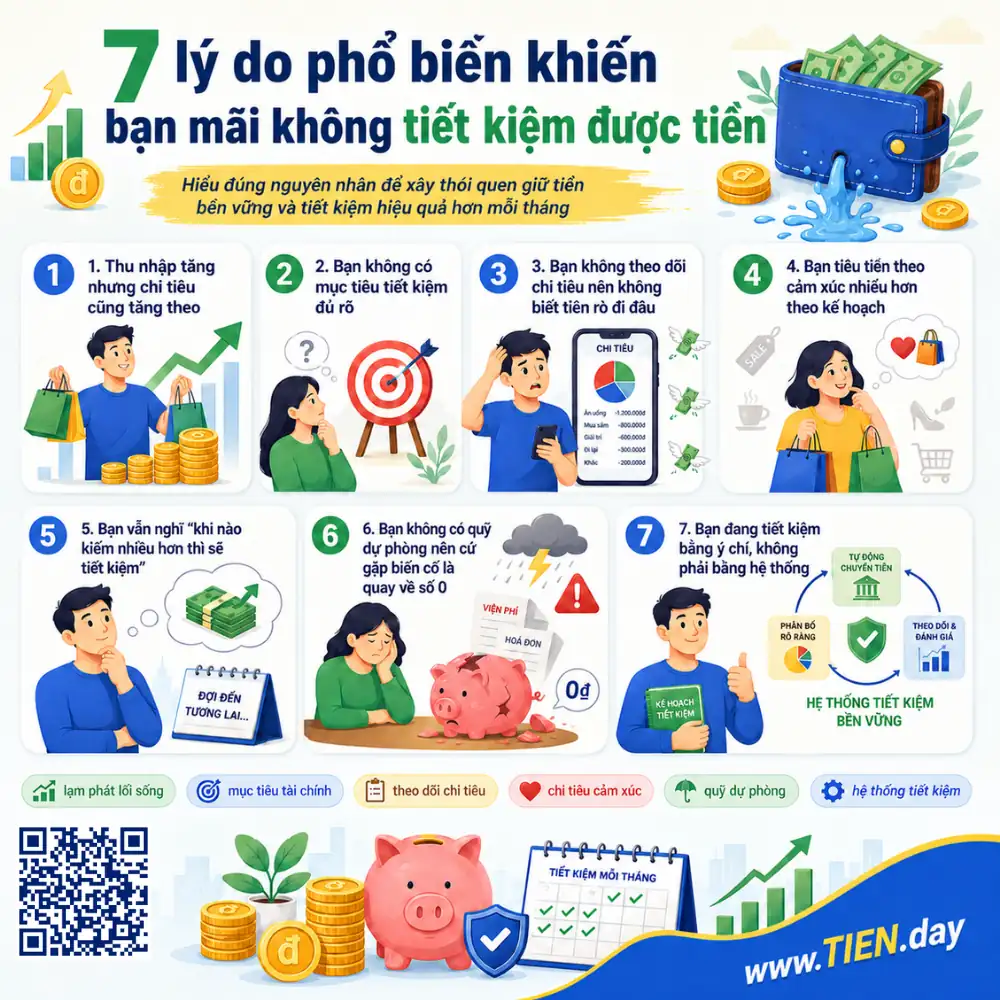 7 lý do phổ biến khiến bạn mãi không tiết kiệm được tiền