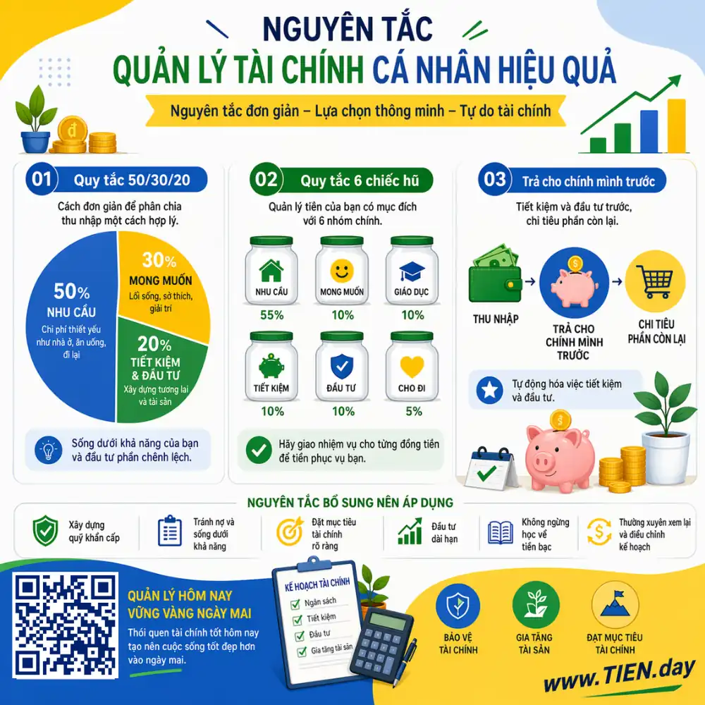 Các nguyên tắc quản lý tài chính cá nhân hiệu quả tien.day infographic