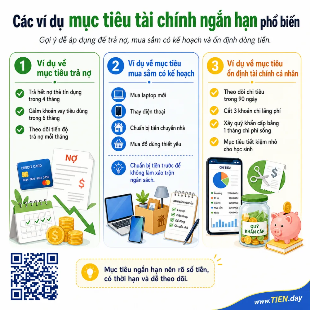 Các ví dụ mục tiêu tài chính ngắn hạn phổ biến