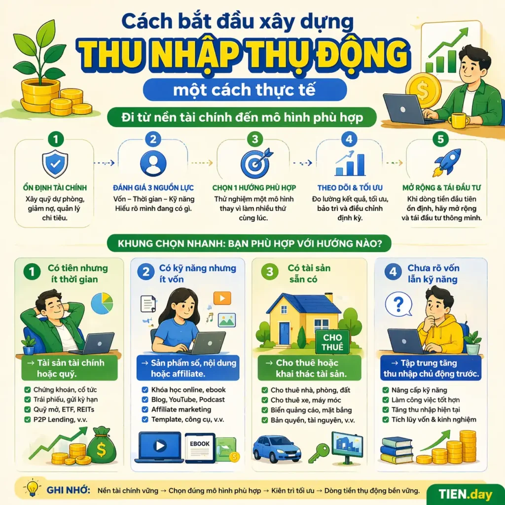 Cách bắt đầu xây dựng thu nhập thụ động một cách thực tế tien.day infographic-01.