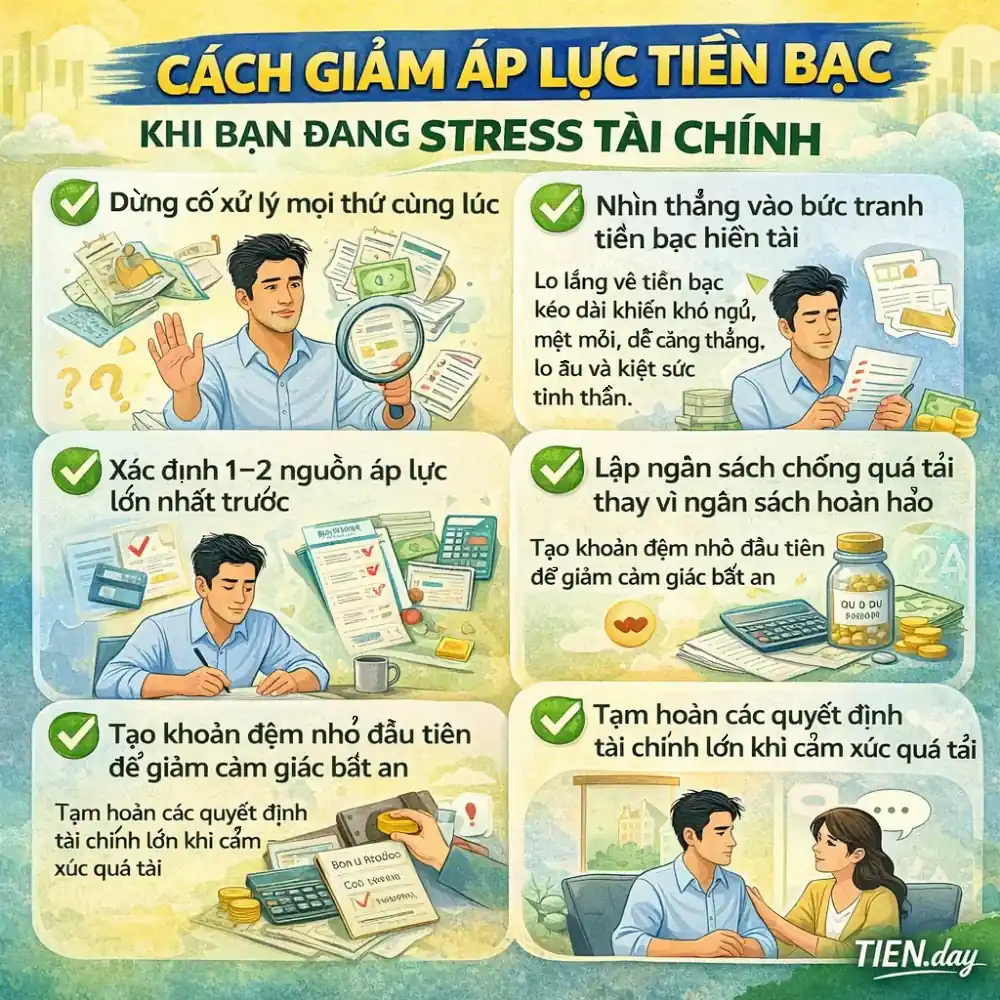 Cách giảm áp lực tiền bạc khi bạn đang stress tài chính-tien.day-infographic