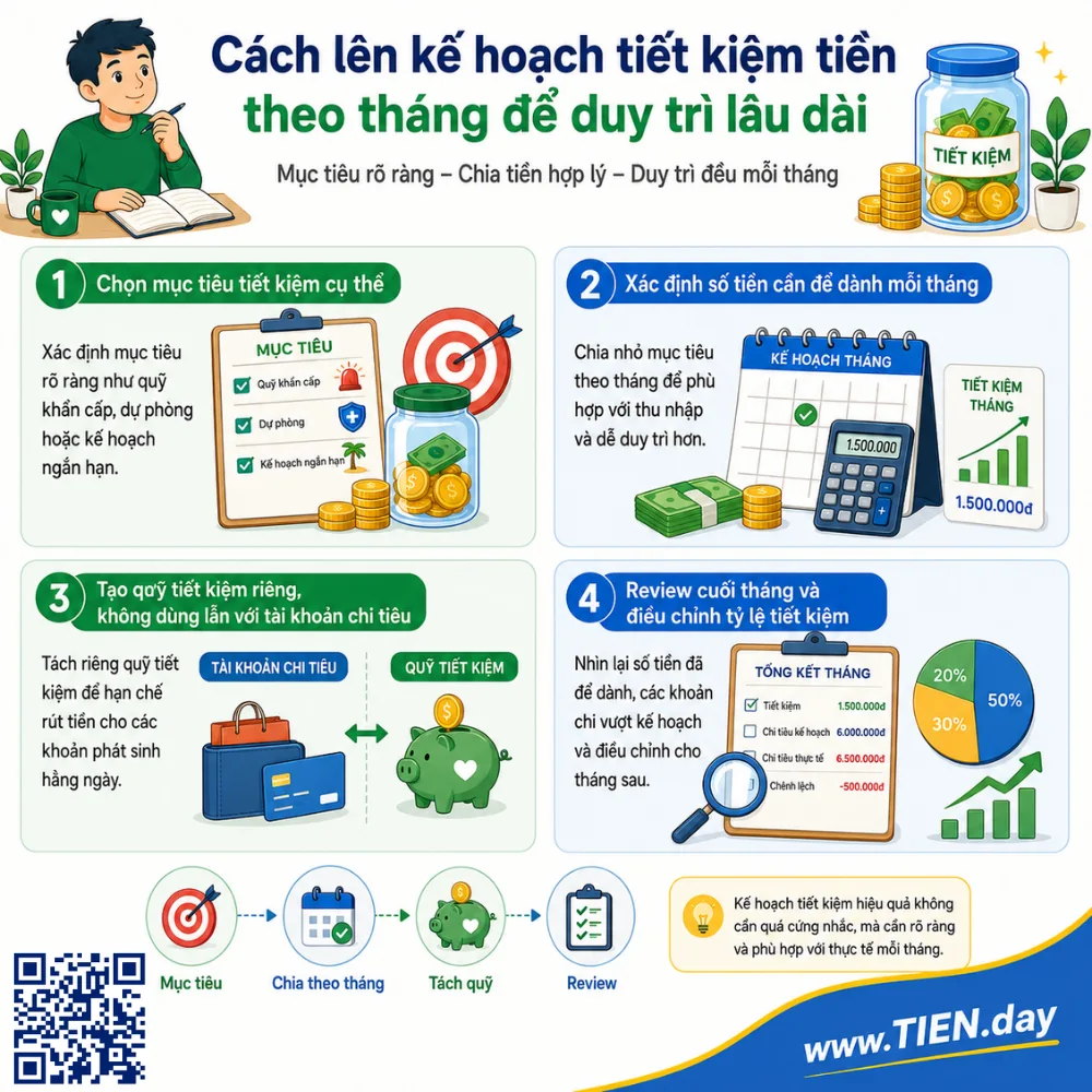 Cách lên kế hoạch tiết kiệm tiền theo tháng để duy trì lâu dài