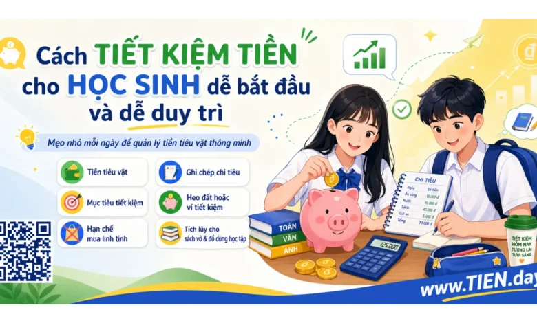 Cách tiết kiệm tiền cho học sinh tien.day infographic