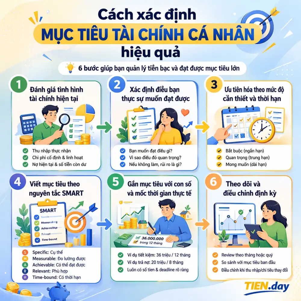 Cách xác định mục tiêu tài chính cá nhân hiệu quả tien.day infographic