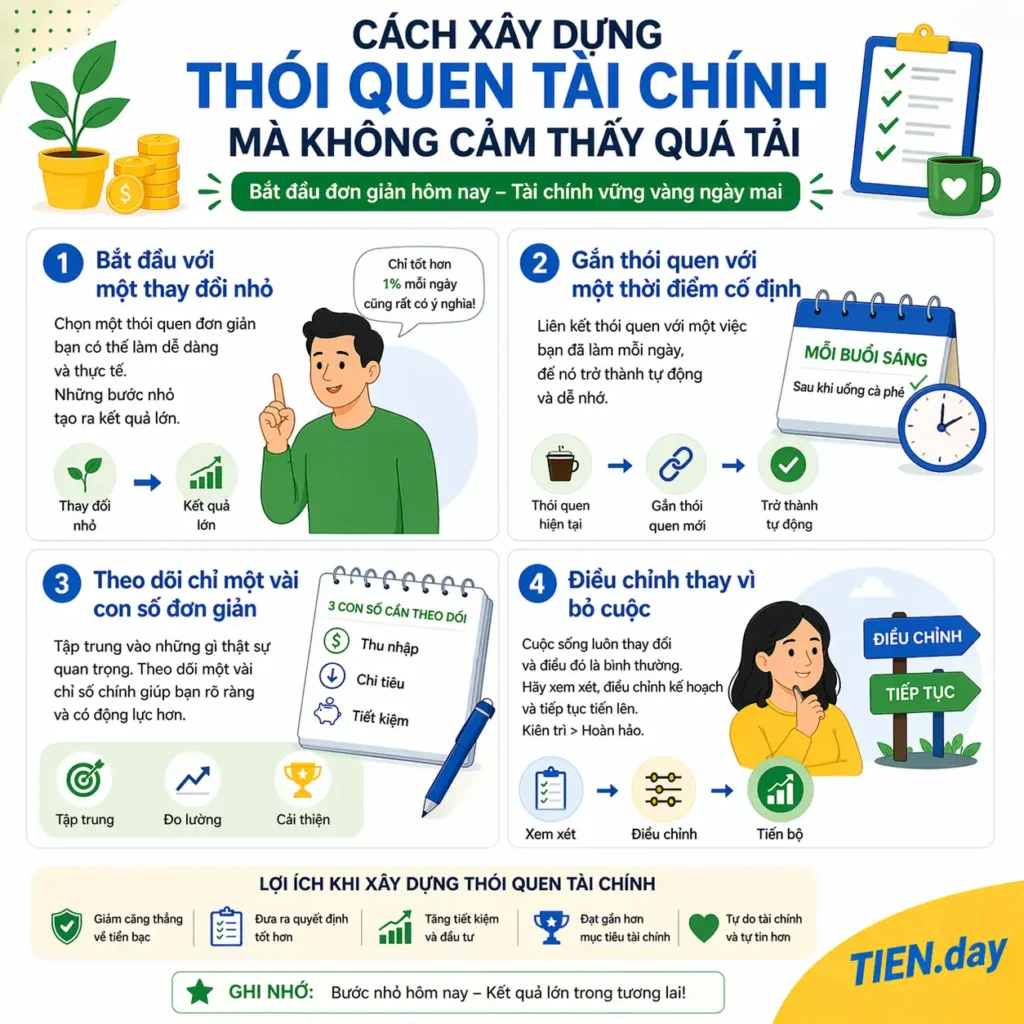 Cách xây thói quen tài chính mà không bị quá tải tien.day infographic