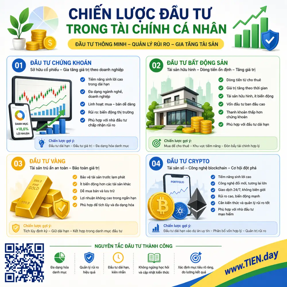 Chiến lược đầu tư trong tài chính cá nhân tien.day infographic