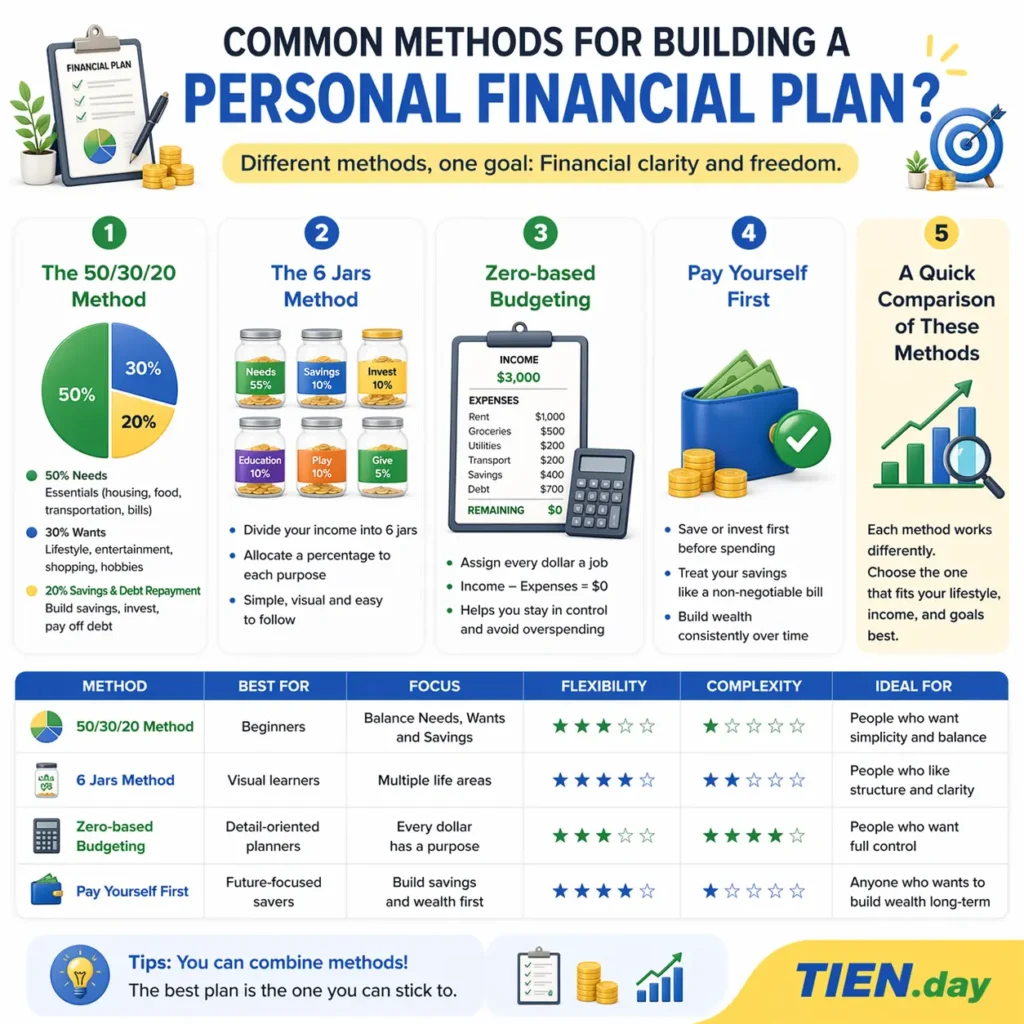 Common methods for building a personal financial plan tien.day infographic