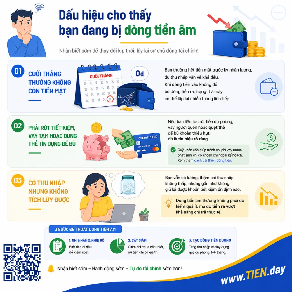 Dấu hiệu cho thấy bạn đang bị dòng tiền âm