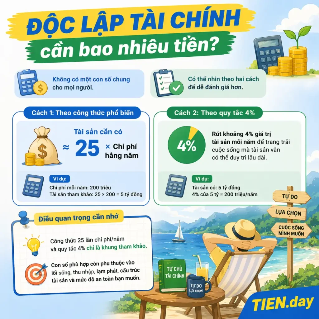 Độc lập tài chính cần bao nhiêu tiền tien.day infographic