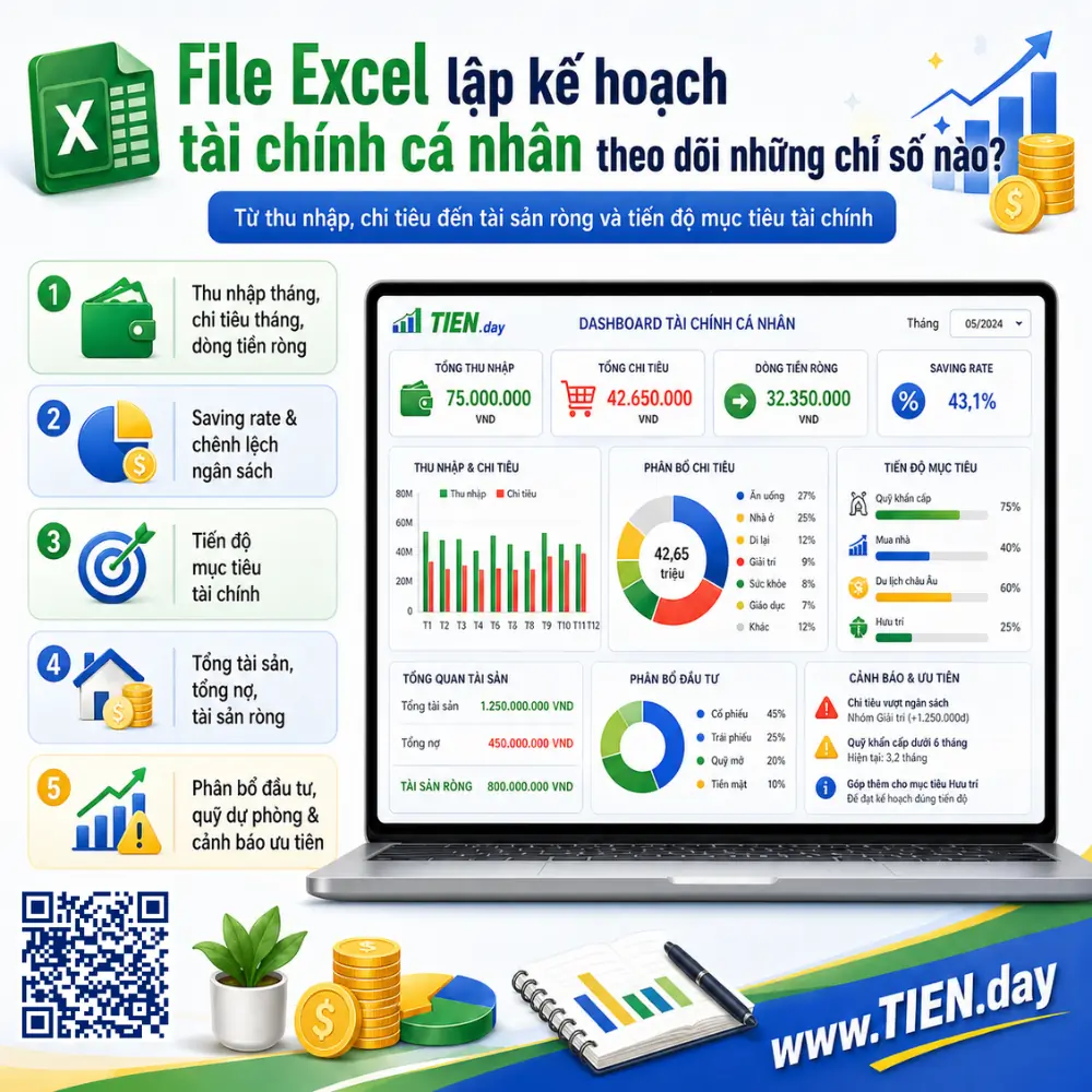 File Excel lập kế hoạch tài chính cá nhân theo dõi những chỉ số nào