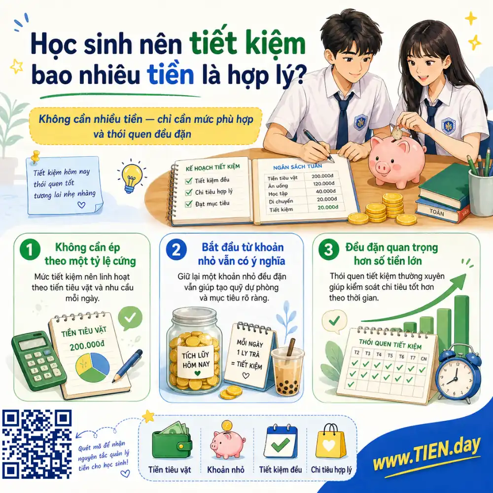 Học sinh nên tiết kiệm bao nhiêu tiền là hợp lý