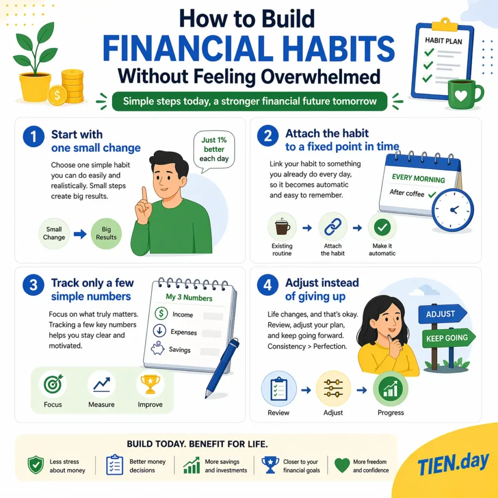 How to Build Financial Habits Without Feeling Overwhelmed tien.day infographic