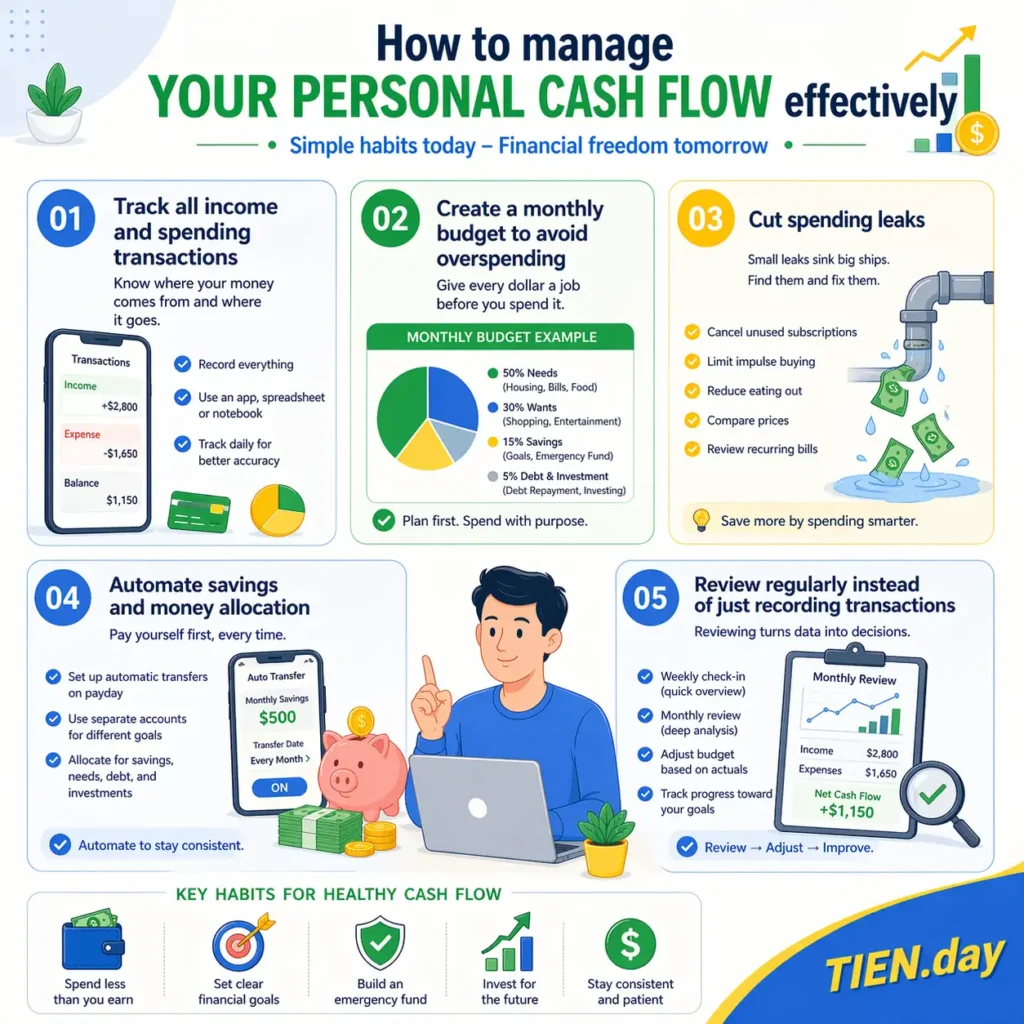 How to manage personal cash flow effectively tien.day infographic 