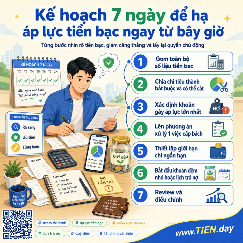 Kế hoạch 7 ngày để hạ áp lực tiền bạc