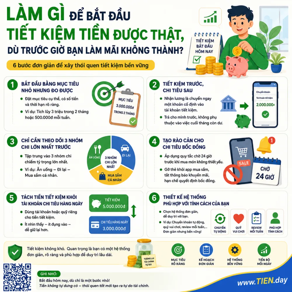Làm gì để bắt đầu tiết kiệm tiền được thật, dù trước giờ bạn làm mãi không thành