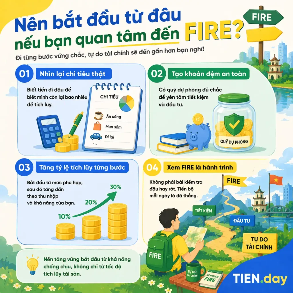 Nên bắt đầu từ đâu nếu bạn quan tâm đến FIRE tien.day infographic