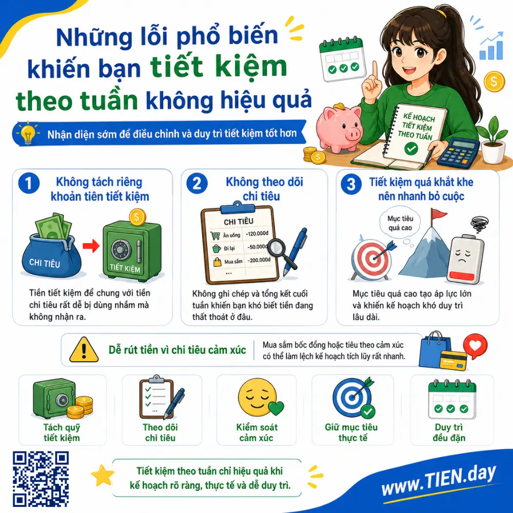 Những lỗi phổ biến khiến bạn tiết kiệm theo tuần không hiệu quả