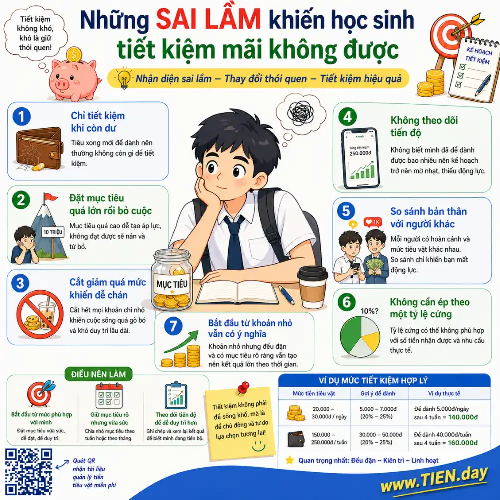 Những sai lầm khiến học sinh tiết kiệm mãi không được