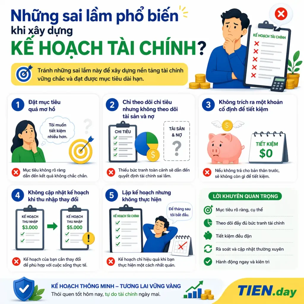 Những sai lầm thường gặp khi lập kế hoạch tài chính tien.day infographic
