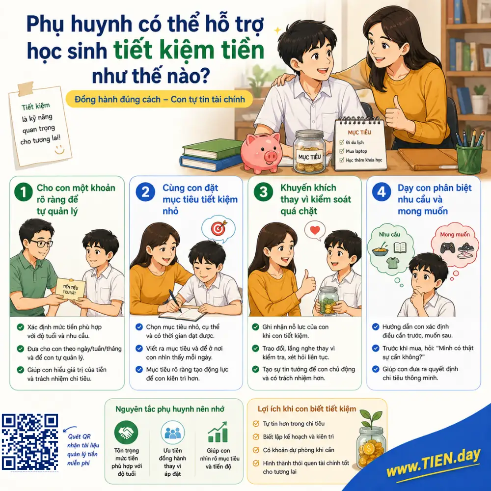 Phụ huynh có thể hỗ trợ học sinh tiết kiệm tiền như thế nào