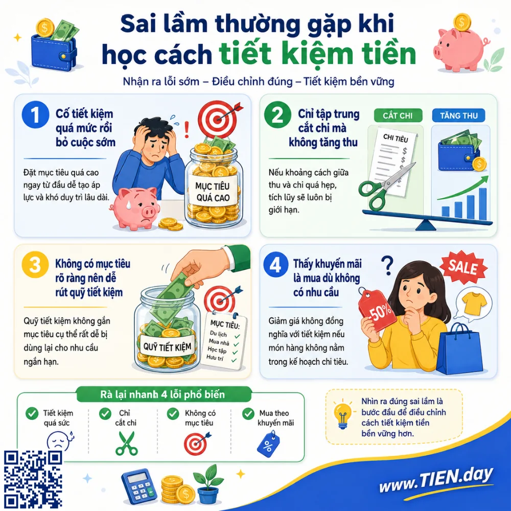 Sai lầm thường gặp khi học cách tiết kiệm tiền