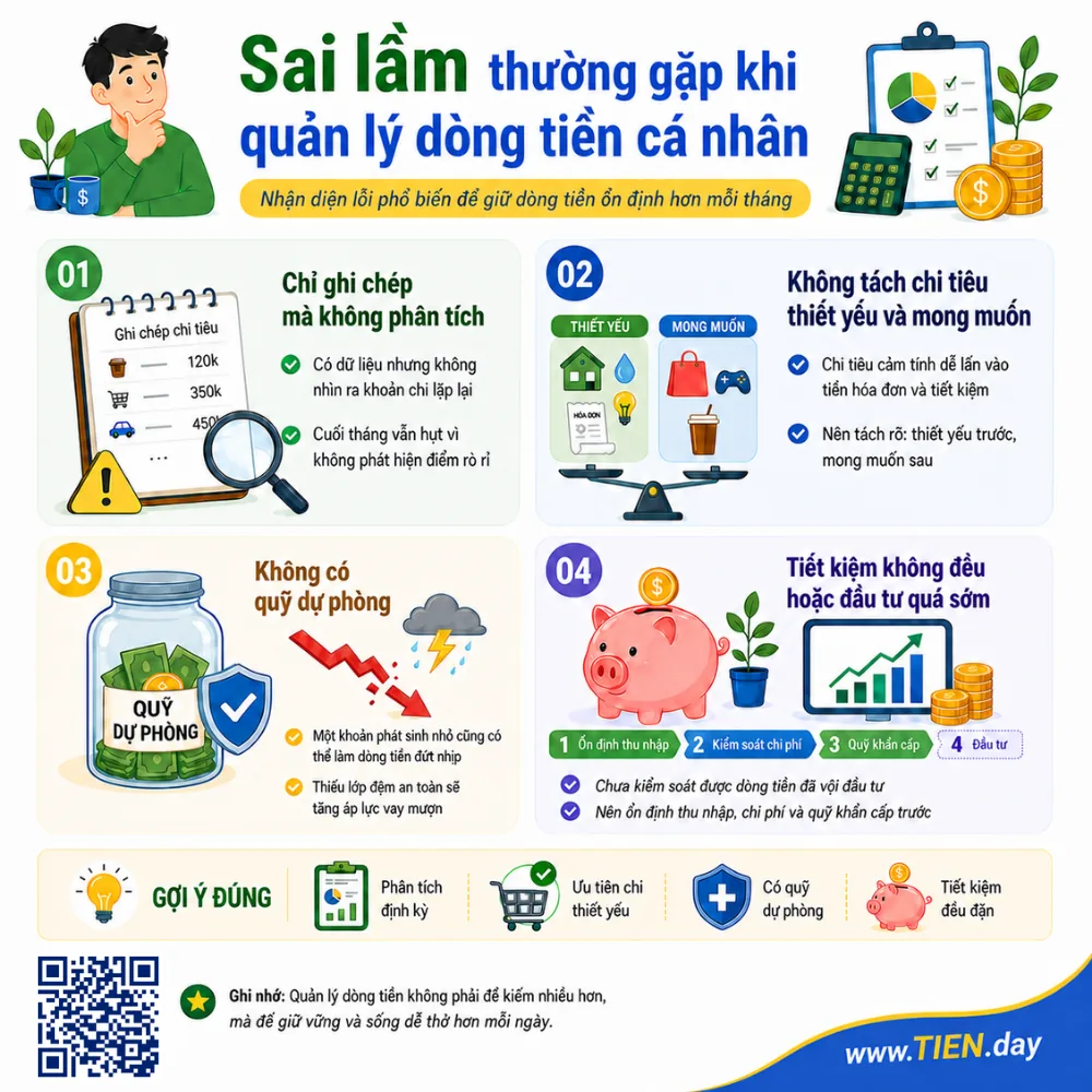 Sai lầm thường gặp khi quản lý dòng tiền cá nhân