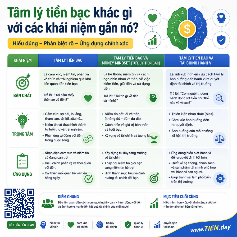 Tâm lý tiền bạc khác gì với các khái niệm gần nó