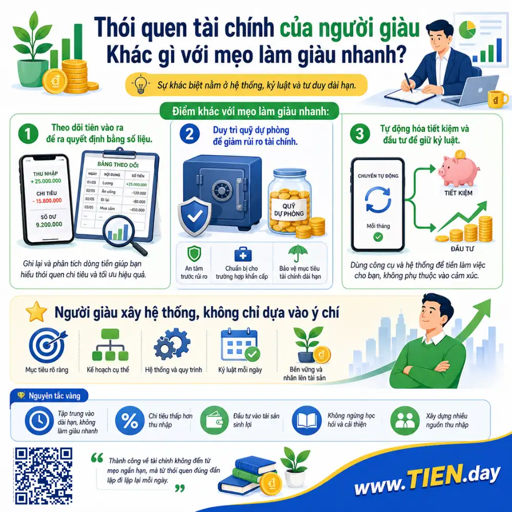 Thói quen tài chính của người giàu Khác gì với mẹo làm giàu nhanh tien.day infographic