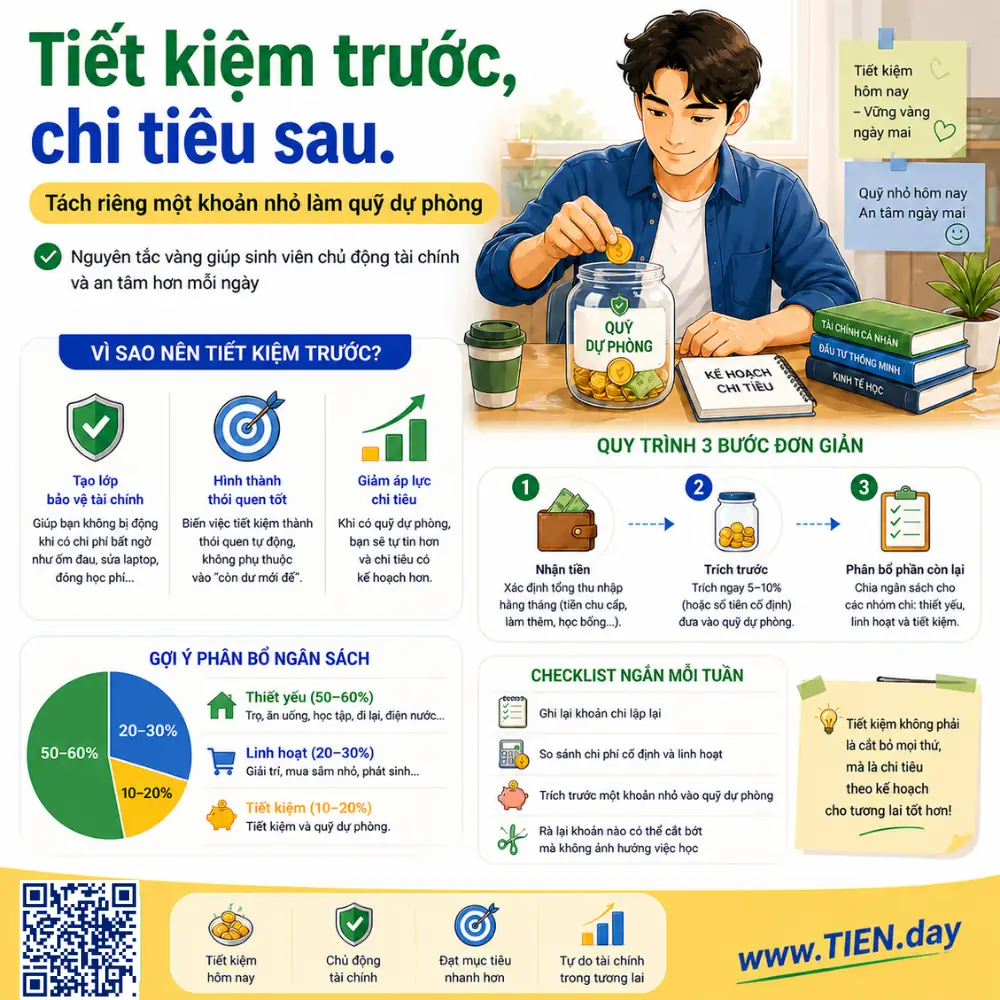 Tiết kiệm trước - chi tiêu sau - tien.day infographic