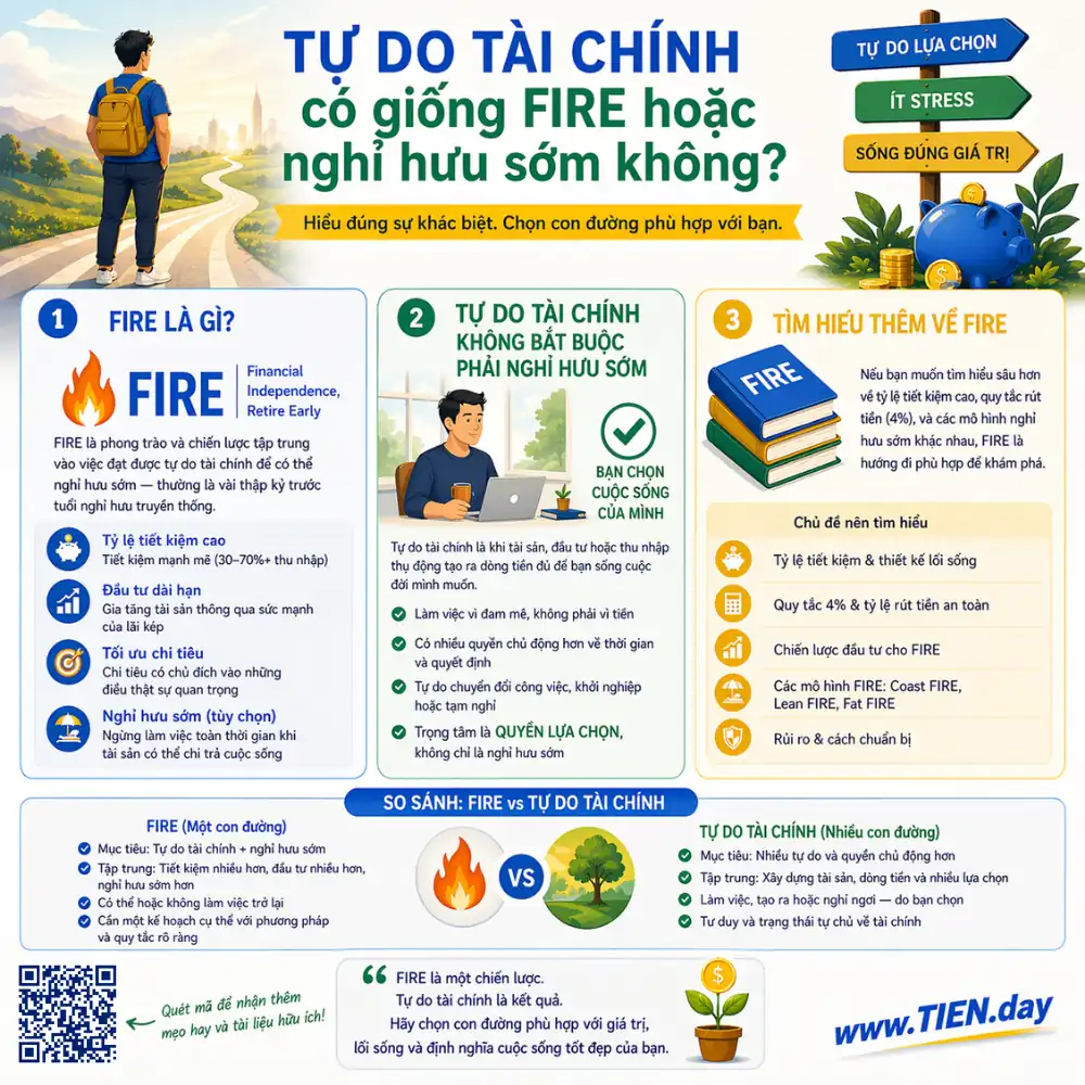 Tự do tài chính có giống FIRE hay nghỉ hưu sớm không?