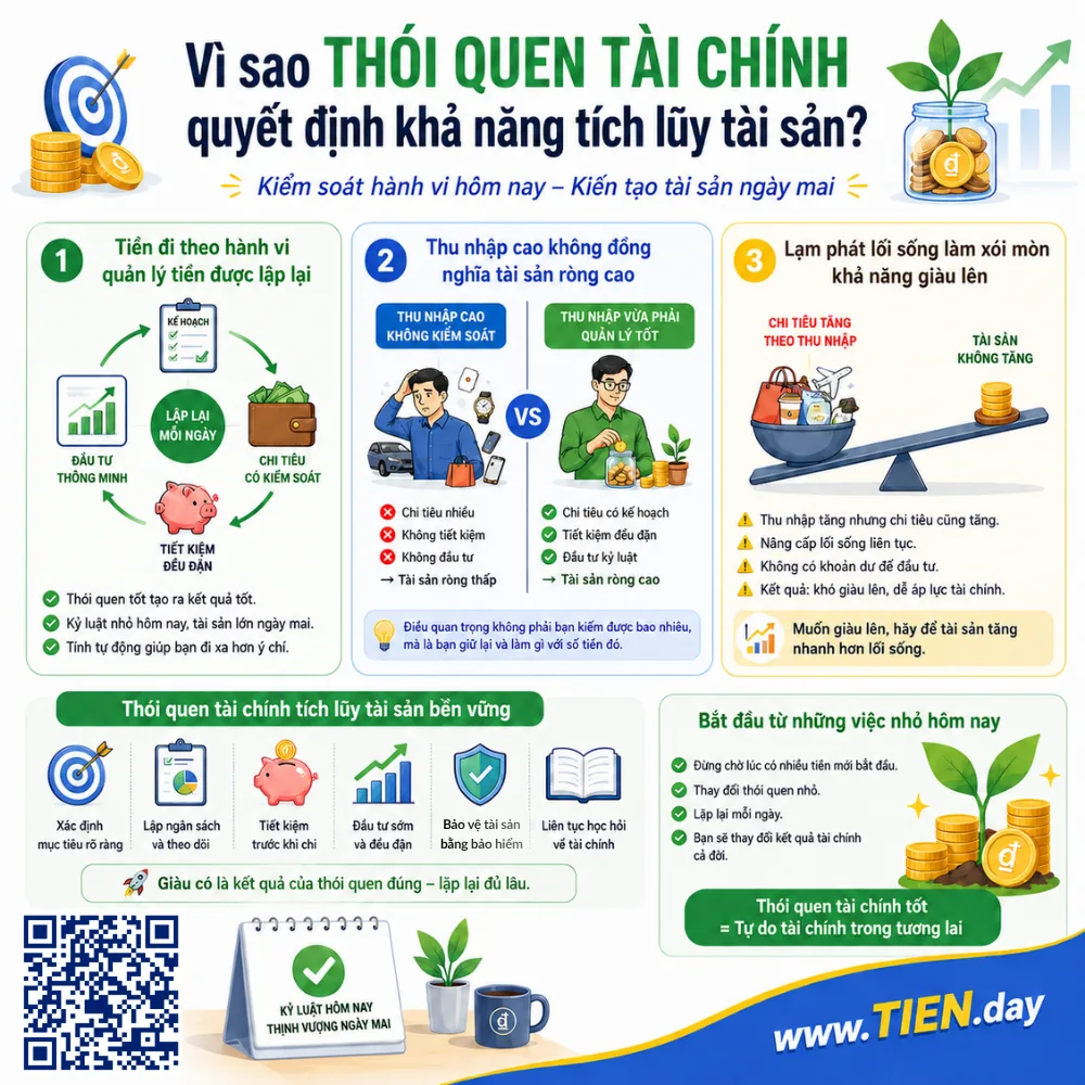 Vì sao thói quen tài chính quyết định khả năng tích lũy tài sản tien.day infographic