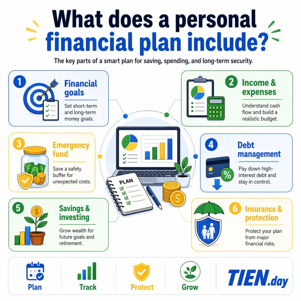 What does a personal financial plan include tien.day infographic