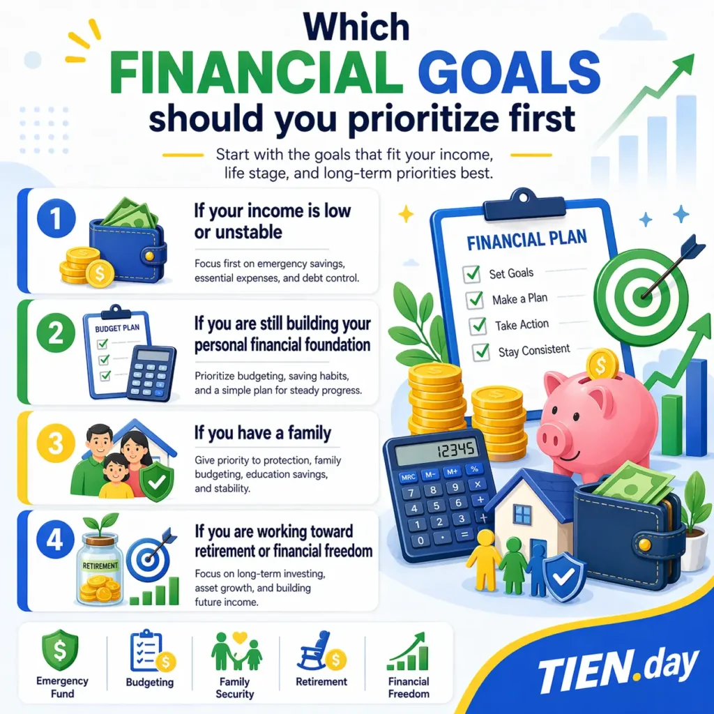 Which financial goals should you prioritize first tien.day infographic