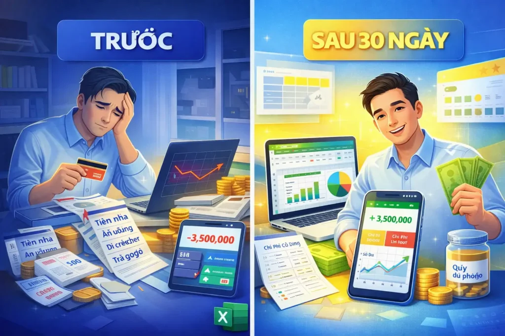 cải thiện dòng tiền cá nhân trước - sau 30 ngày