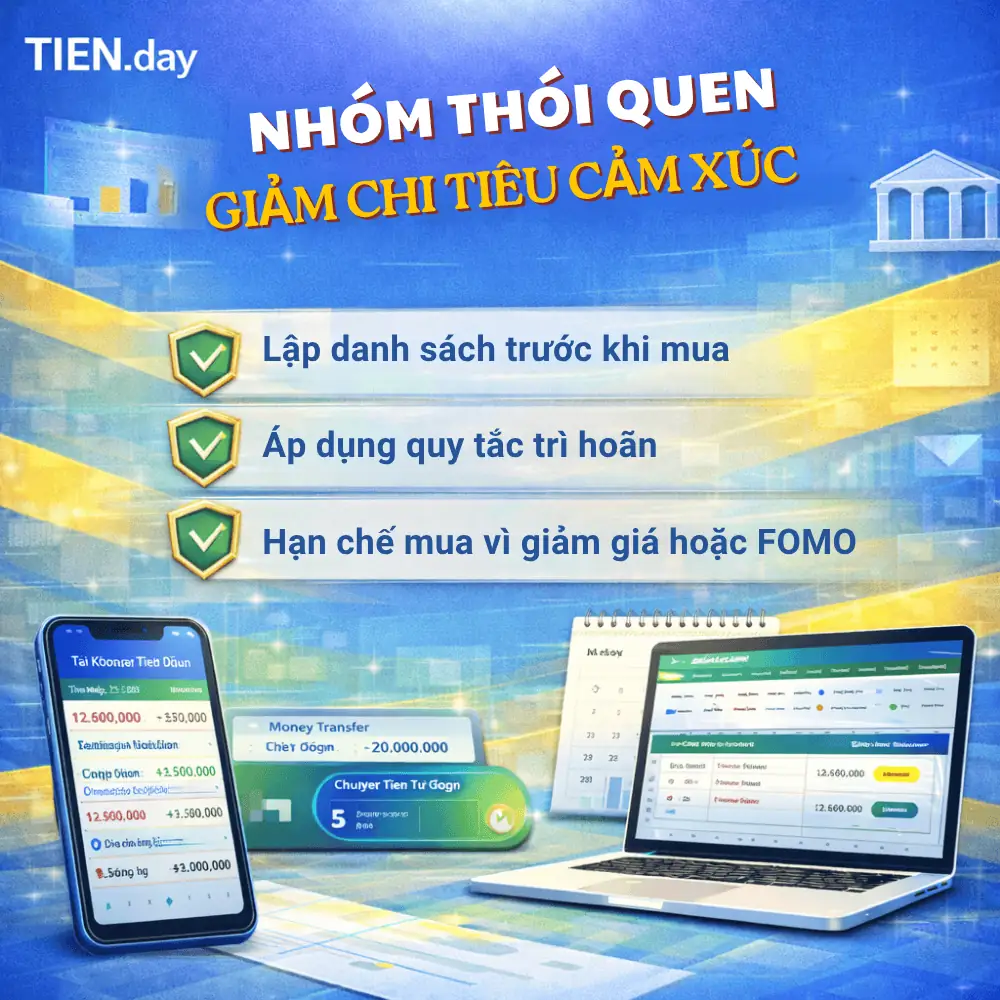 Nhóm thói quen tài chính - giảm chi tiêu cảm xúc