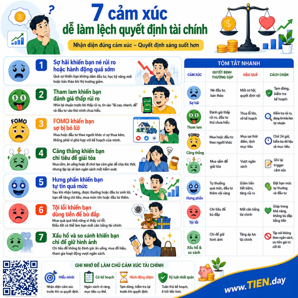 7 cảm xúc dễ làm lệch quyết định tài chính cá nhân tien.day infographic 