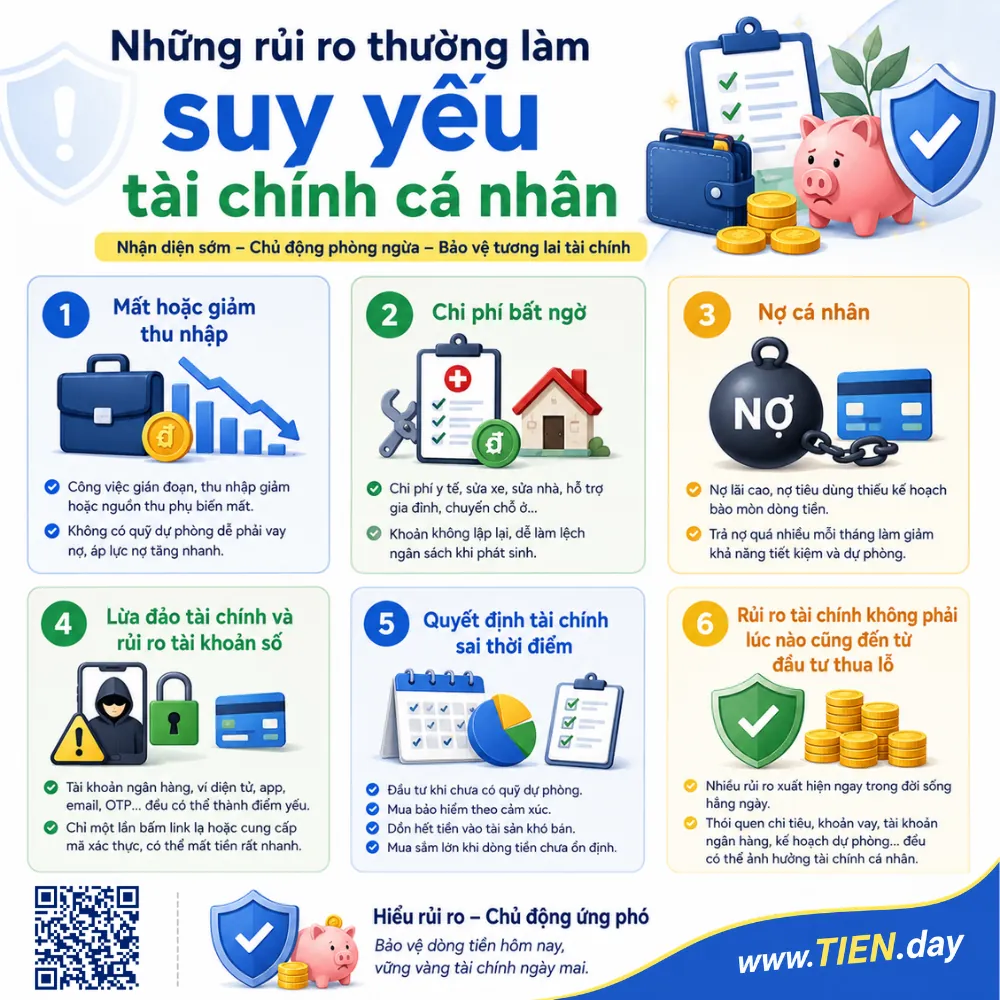 Những rủi ro thường làm suy yếu tài chính cá nhân